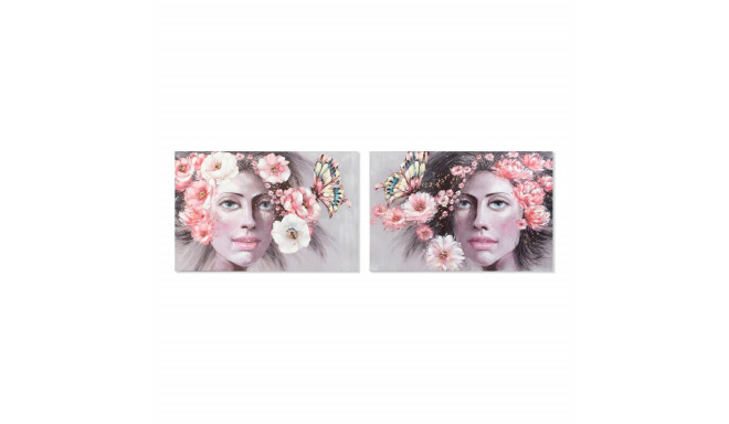Painting DKD Home Decor Girl Flowers 120 x 3 x 80 cm Modern (2 Units)