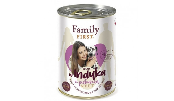 FAMILY FIRST Täiskasvanud Kalkun peterselliga - Märg koeratoit - 400 g