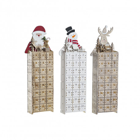 Adventes kalendārs DKD Home Decor Koks Ziemassvētku vecītis Ziemeļbrieži (19,5 x 8 x 57 cm) (3 gb.)