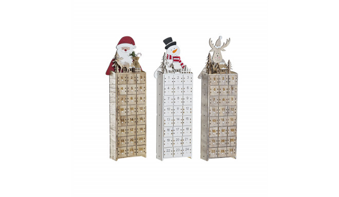 Adventes kalendārs DKD Home Decor Koks Ziemassvētku vecītis Ziemeļbrieži (19,5 x 8 x 57 cm) (3 gb.)