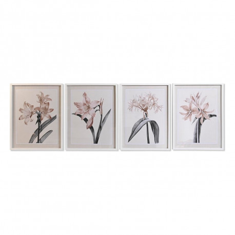 Glezna DKD Home Decor Stikls Bērzs 55 x 70 x 2,5 cm 55 x 2,5 x 70 cm Цветы (4 Daudzums)