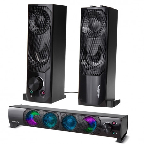 2 in 1 PC kõlar soundbar arvuti RGB LED taustvalgustus stereo mängimine USB 2 x 3W AUX 3,5 mm