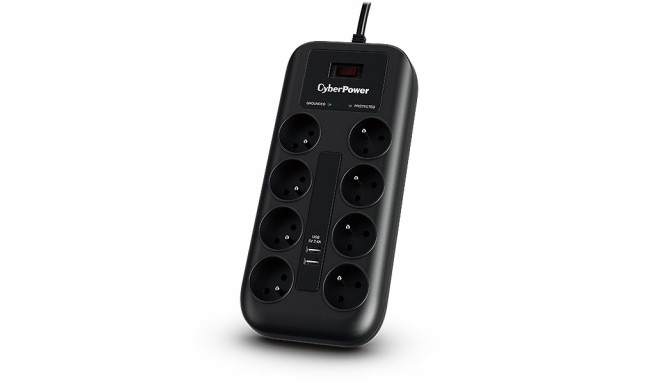 CyberPower Tracer III P0820SUF0-FR surge protector Black 8 AC outlet(s) 200 - 250 V 1.8 m