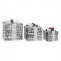 Set of decorative boxes DKD Home Decor LED Metal Rattan Snowfall (25 x 25 x 29 cm)
