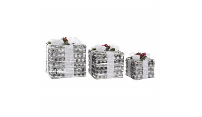 Dekoratiivsete karpide komplekt DKD Home Decor LED Valge Punane Roheline Hõbedane Metall Lumine 25 x