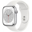 Apple Watch 8 GPS 45mm Sport Band, silver/white (MP6N3EL/A)