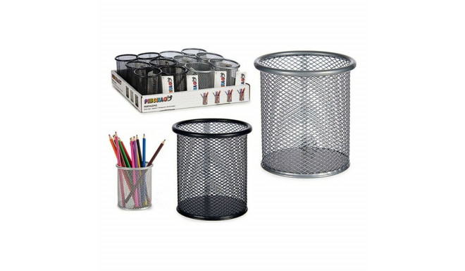 Rubbish bin Silver Black Metal 600 ml (9 x 9,7 x 9 cm)