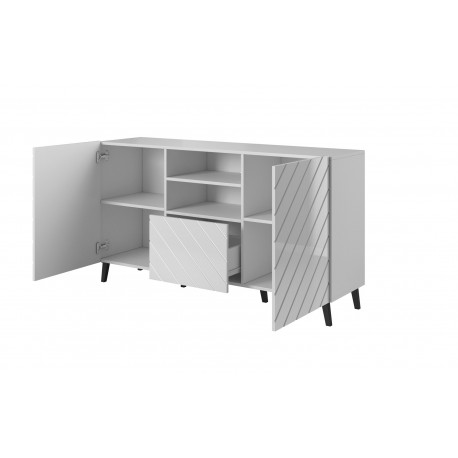 ABETO kummut 150x42x82 valge läikiv