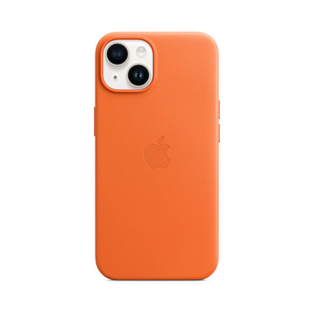 Apple iPhone 14 Leather Case with MagSafe, orange