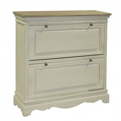 Галошница SAMIRA 92,5x32x97см, антично-белый/натуральный дерево