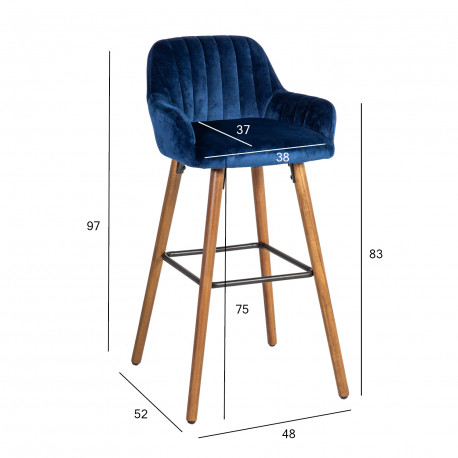 Baaritool ARIEL 48x52xH97cm, tumesinine