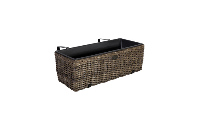 Кашпо балконное WICKER, 60x19xH18cм, тёмно-коричневый