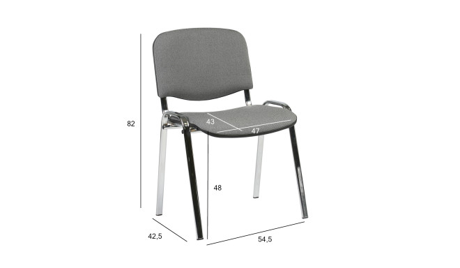 Klienditool ISO, 54,5x42,5xH82cm, iste: kangas: värvus: hall, raam: kroomitud