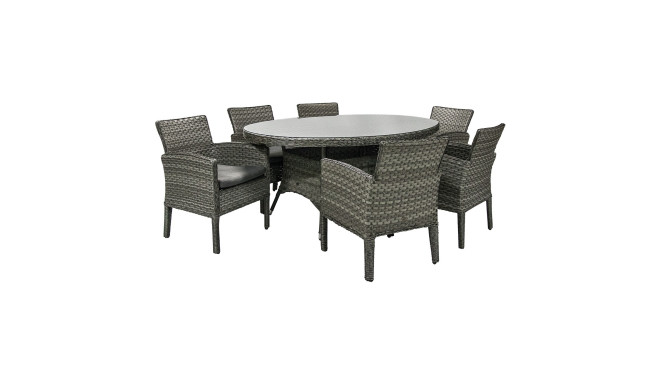 Aiamööblikomplekt GENEVA laud ja 6 tooli (11869), 180x120xH73cm, alumiiniumraam plastikpunutisega, v