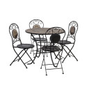 Aiamööbli komplekt MOSAIC laud D90xH70cm, 4 tooli (38666) 36x36xH93cm, mosaiikplaat: tumehall/pruun 