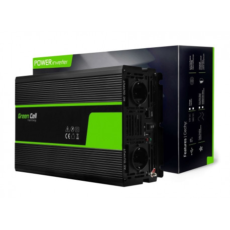 Inverter 24V/230V 1500W (3000W) puhas siinuslaine, ROHELINE PAKK