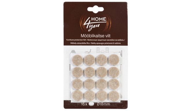 Furniture protective felt pads D18mm, 16pcs, beige