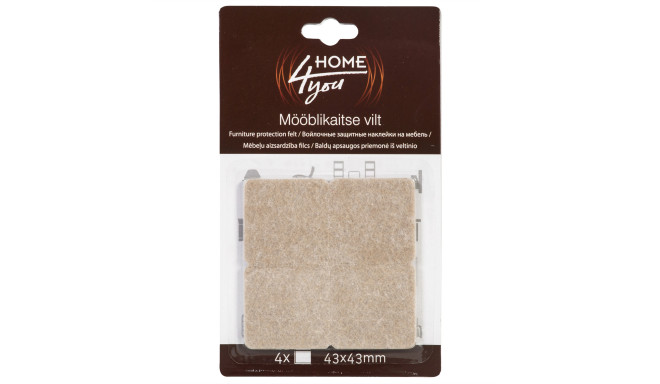 Mēbeļu aizsardzība filcs 43x43mm x 4gab, bēša