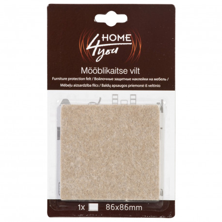 Furniture protective felt pad 86x86mm, 1pc, beige