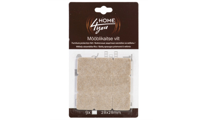 Furniture protective felt pads 28x28mm, 9pcs, beige