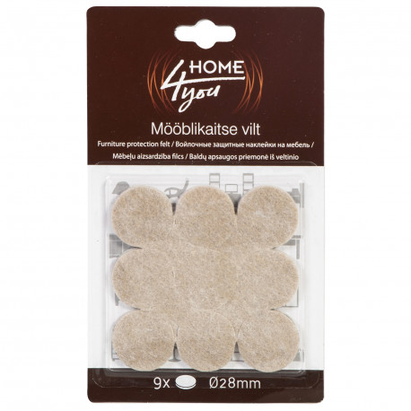 Mööblikaitse vilt D28mm x 9tk, beez