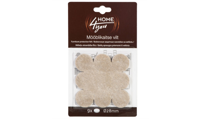 Furniture protective felt pads D28mm, 9pcs, beige