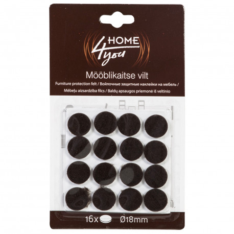 Furniture protective felt pads D18mm, 16pcs, black
