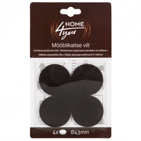 Mēbeļu aizsardzība filcs D43mm x 4gab, melns