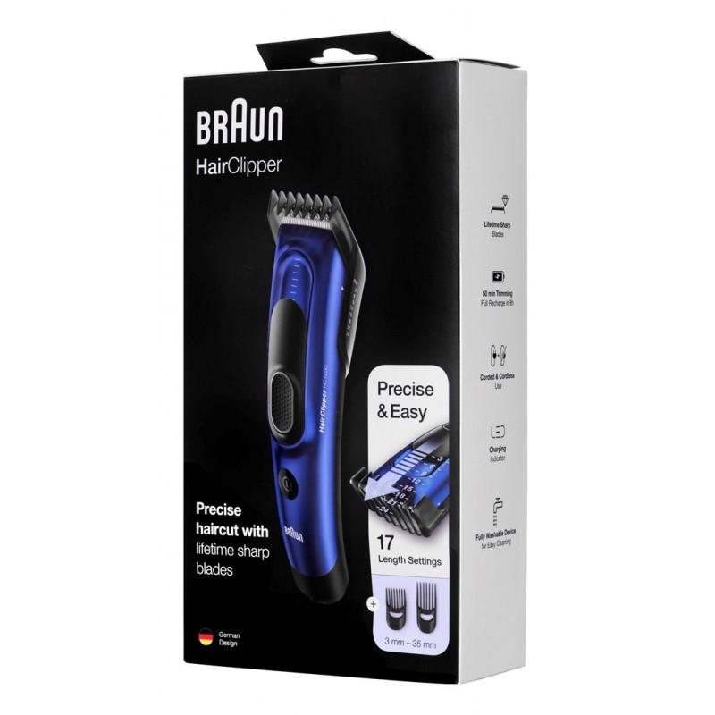 Braun hair clipper HC5030, black/blue - Hair clippers - Photopoint
