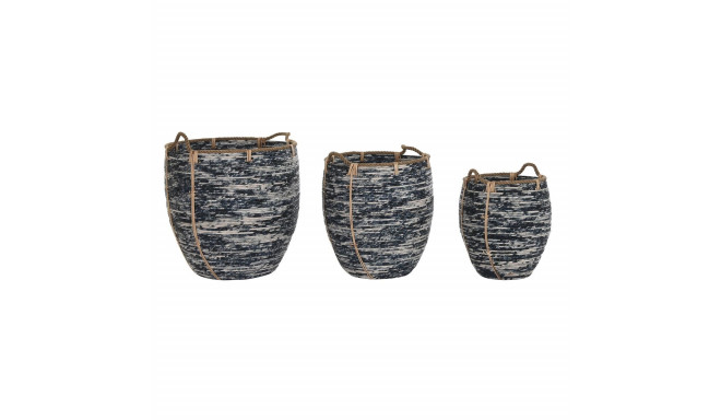 Набор корзин DKD Home Decor Белый Чёрный 56 x 56 x 60 cm 52 x 52 x 60 cm Пластик (3 Предметы)