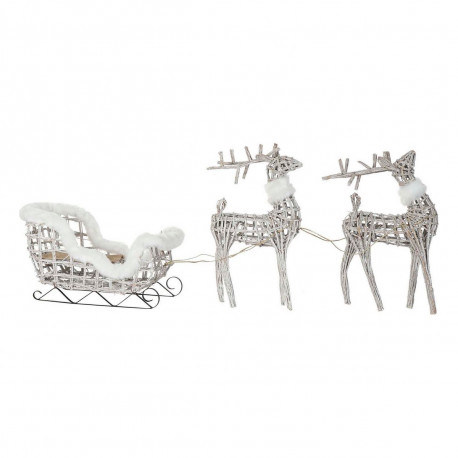 Christmas bauble DKD Home Decor LED Light White wicker 60 x 30 x 37 cm (3 Pieces)