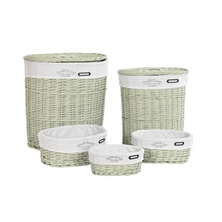 Набор корзин DKD Home Decor Зеленый плетеный 51 x 37 x 56 cm (5 Предметы)