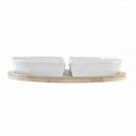 Appetizer Set DKD Home Decor Natural White Multicolour Bamboo Stoneware Tropical (21,5 x 21,5 x 1 cm