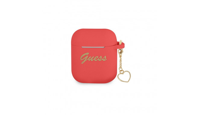 Guess case for Airpods / Airpods 2 GUA2LSCHSR red Silicone Heart Charm