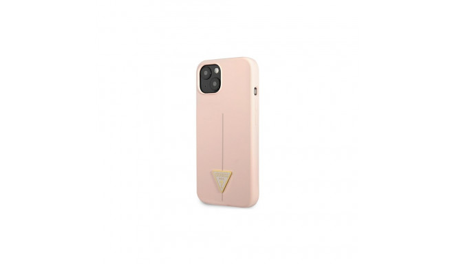 Guess case for iPhone 13 6,1" GUHCP13MSLTGP pink hard case Silicone Triangle Logo