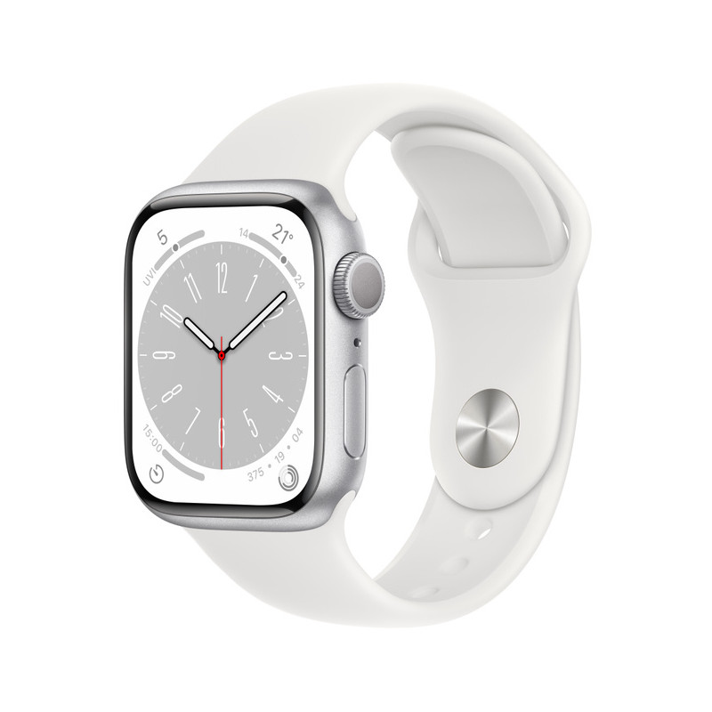 Apple Watch 8 GPS 41mm Sport Band, silver/white (MP6K3EL/A)