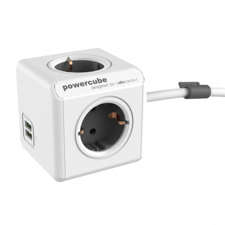 Allocacoc PowerCube Extended USB Grijs 3m Kabel