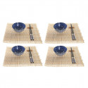 Sushi Set DKD Home Decor Black Blue Bamboo Stoneware Oriental (16 Pieces)