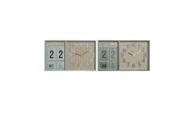 Wall Clock DKD Home Decor Green Wood polypropylene Plastic MDF Wood Tropical 40 x 5 x 24 cm (2 Units