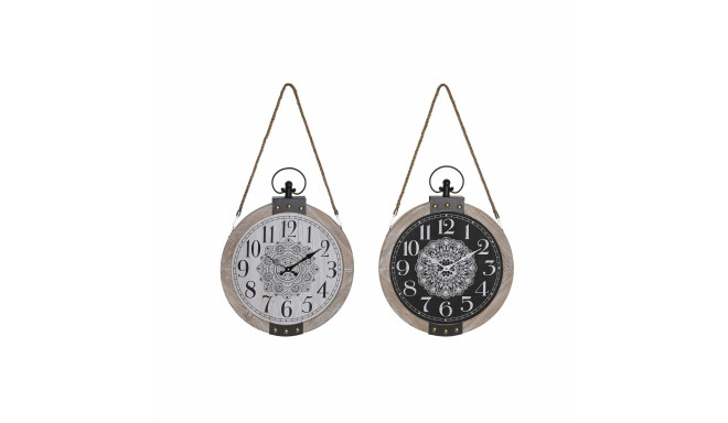 Table clock DKD Home Decor 40 x 6,5 x 46 cm Black White Iron Mandala MDF Wood (2 Units)