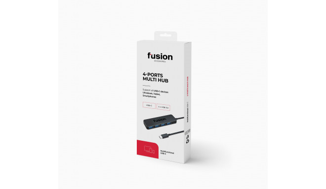Fusion USB-C to 4 x USB 3.0 splitter 5 Gbps black (EU Blister)