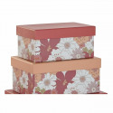 Set of Stackable Organising Boxes DKD Home Decor Flowers Cardboard
