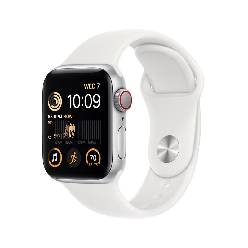 Apple Watch SE 2 GPS + Cellular 40mm Sport Band, silver/white (MNPP3EL/A)