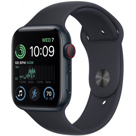 Apple Watch SE 2 GPS + Cellular 44mm Sport Band, midnight (MNPY3EL/A)