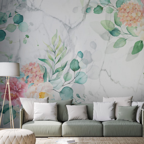 Fototapeet - Flowery Marble - 450x315