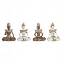 Decorative Figure DKD Home Decor Brown Buddha White Resin Oriental (20,5 x 10,5 x 28,5 cm) (4 Units)