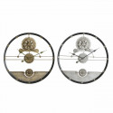 Wall Clock DKD Home Decor Silver Golden Iron Gears (2 pcs) (60 x 5 x 60 cm)