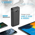 Power Bank VEGER L30 - 30 000mAh LCD Quick Charge PD20W black (W3008PD)