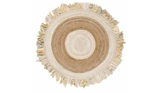 Paklājs DKD Home Decor 140 x 140 x 1 cm Dabisks Bēšs Brūns Poliesters Kokvilna Tropiskais Džuta Bārk