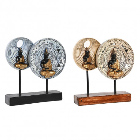 Dekoratīvās figūriņas DKD Home Decor 25 x 6,7 x 25,6 cm Bēšs Zils Buda Austrumniecisks (2 gb.)